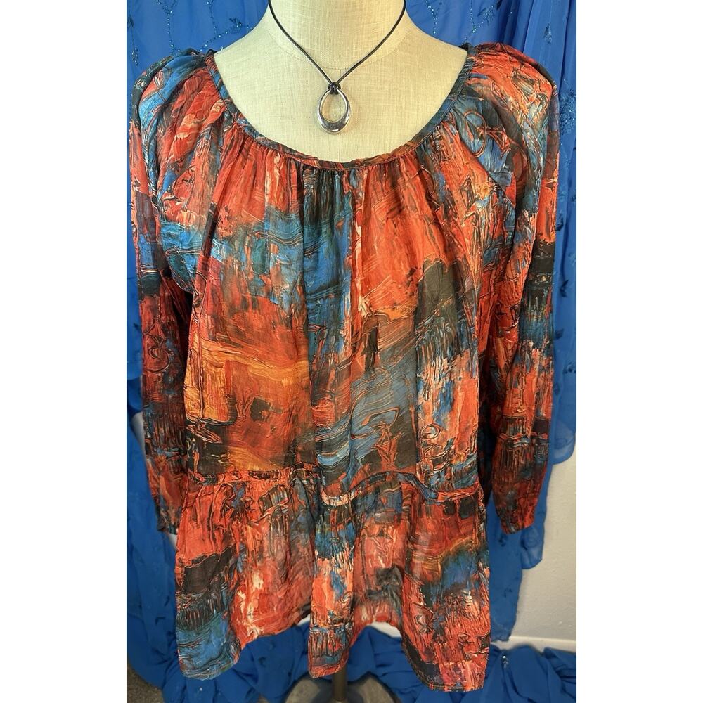 Plus Flowy Artsy Sheer Boho Blouse XXL Urban Mangoz